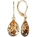 Levien Elegant gold-plated earrings with Pear Golden Shadow crystals Levien Elegant gold-plated earrings with Pear Golden Shadow crystals