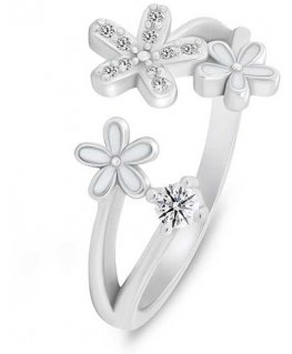 Brilio Silver Brilio Silver Charming open ring Flowers with zircons RI125W