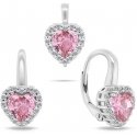 Brilio Silver Silver heart jewelry set with zircons SET273WP (earrings, pendant)
