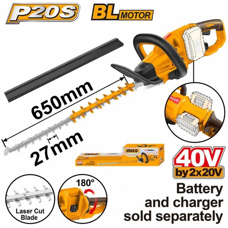Ingco CHTLI40028 cordless hedge trimmer without battery and charger – 2