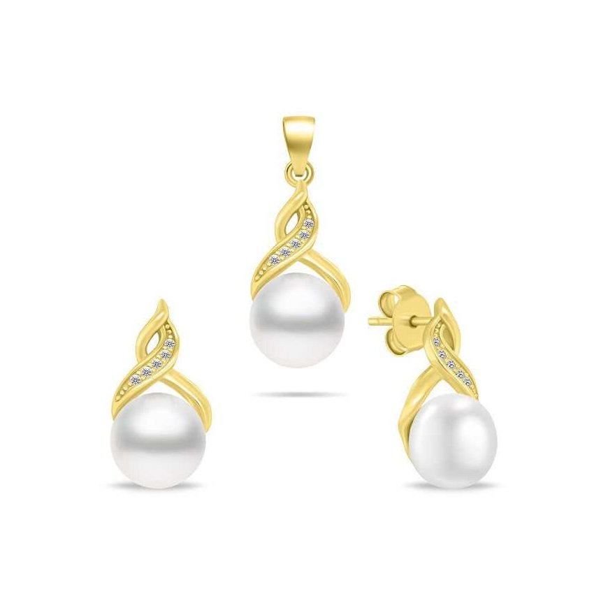 Brilio Silver Charming kullattu helmikorusetti SET276Y (korvakorut, riipus) – 4