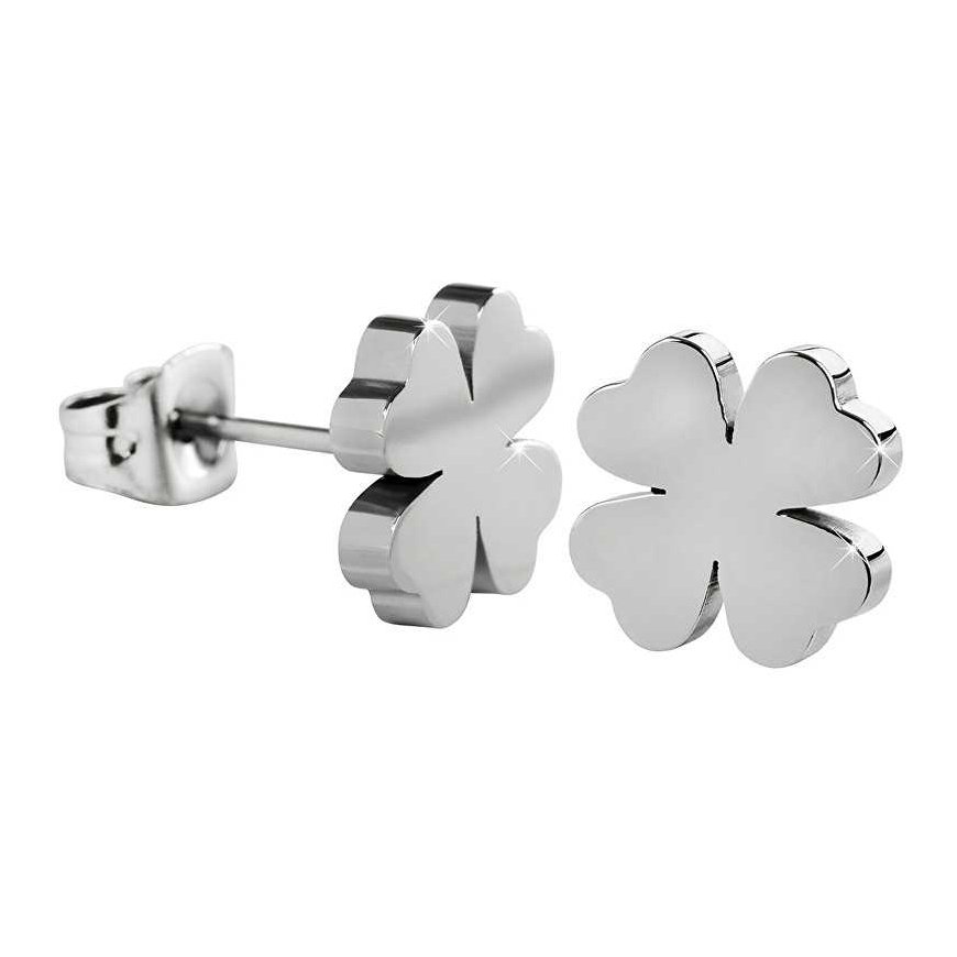 Troli Mild Steel Earrings for Good Luck Four Leaf Clover KE-001