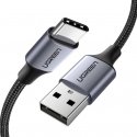 Ugreen 60126 USB-kaapeli 1 m USB C USB A musta, Harmaa