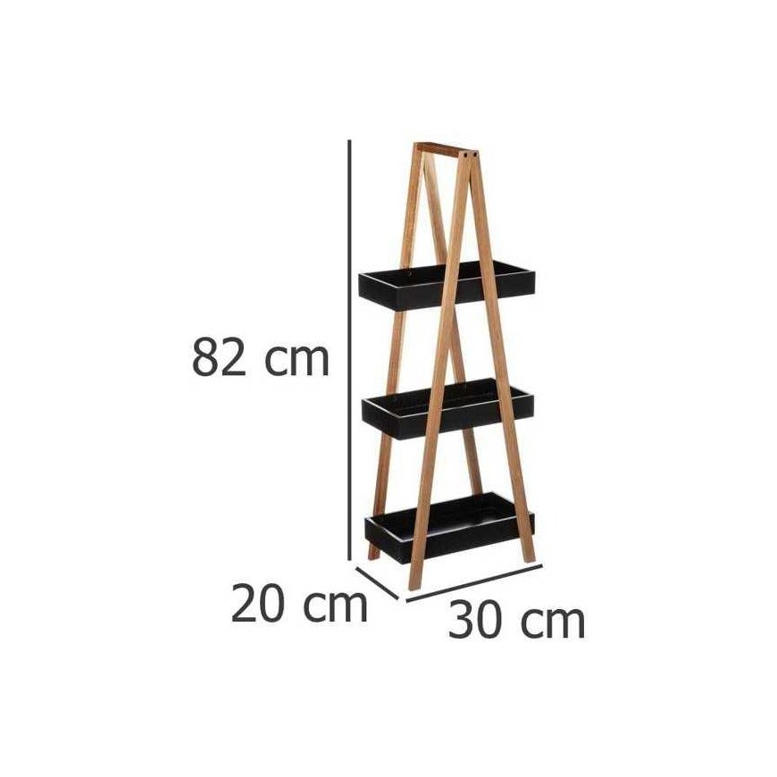 Bamboo Bathroom Hylly 3-kerroksinen bambu, kylpyhuoneteline, musta väri – 2