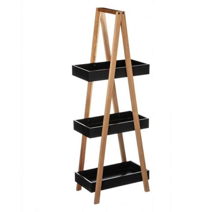 Bamboo Bathroom Hylly 3-kerroksinen bambu, kylpyhuoneteline, musta väri – 4