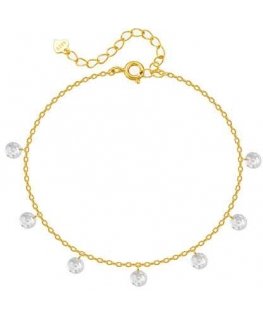 Troli Gold-plated anklet with crystals