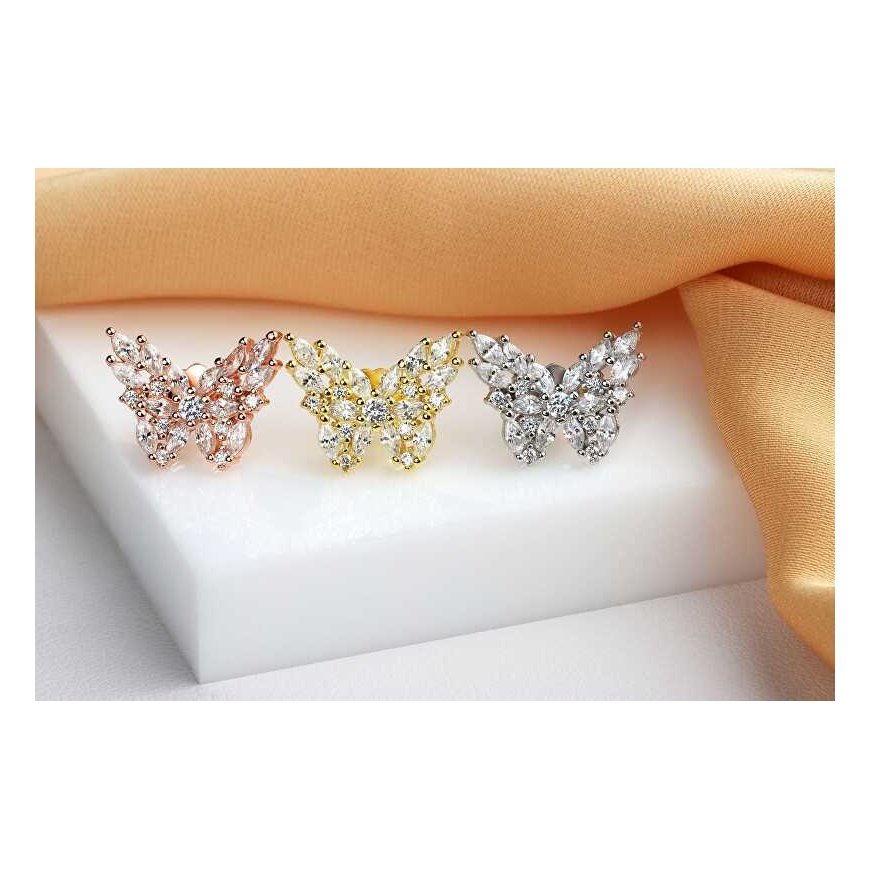 Brilio Silver Dazzling silver butterfly earrings with zircons EA1057W – 3