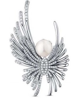 Jwl Luxury Pearls Charming angel brooch with pearl and crystals JL0823