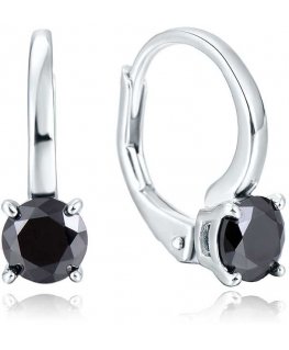 Beneto Elegant silver earrings with black zircons AGUC2255