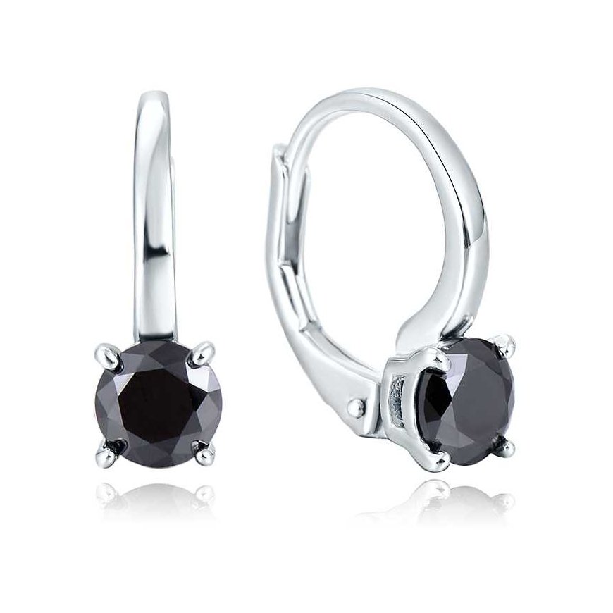 Beneto Elegant silver earrings with black zircons AGUC2255
