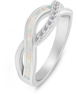 Brilio Silver Brilio Silver Elegant silver ring with zircons and synthetic opal RI126W