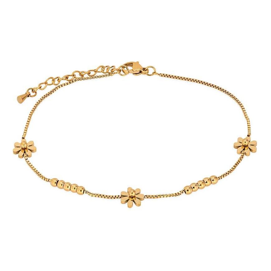 Troli Delicate gold-plated chain on the leg with flowers