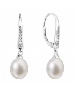 Evolution Group Charming silver earrings with genuine river pearls 21059.1
