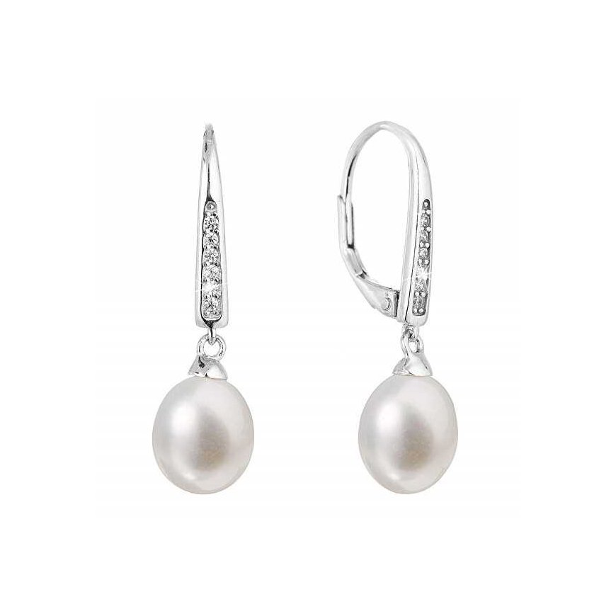 Evolution Group Charming silver earrings with genuine river pearls 21059.1