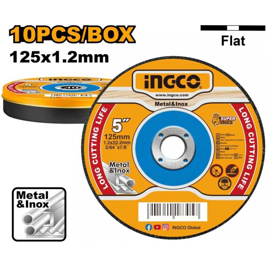 Ingco MCD121255 Metal cutting wheel, 125x1,2mm, set of 10 – 2