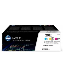 HP 201X, Упаковка 3 шт., Оригинальные лазерные картриджи LaserJet увеличенной емкости, голубой/пурпурный/желтый
