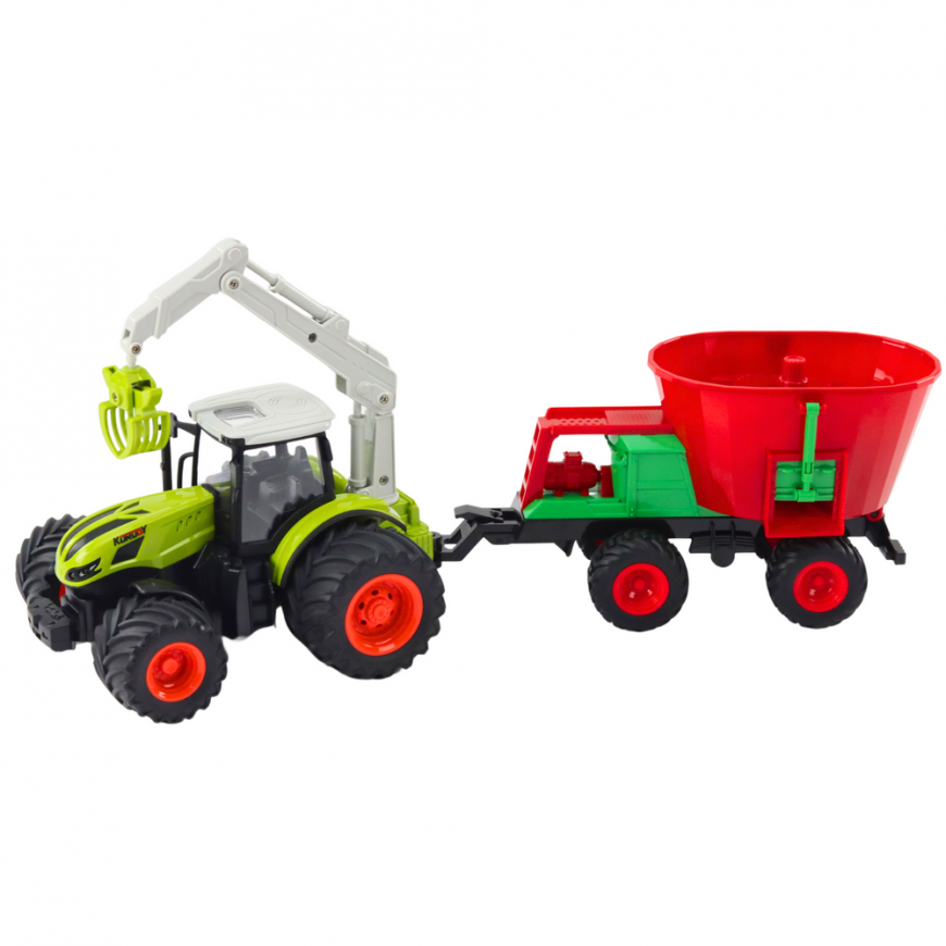Lean Toys Agricultural tractor with seeder and rotary grapple remote controlled 2.4G – 2