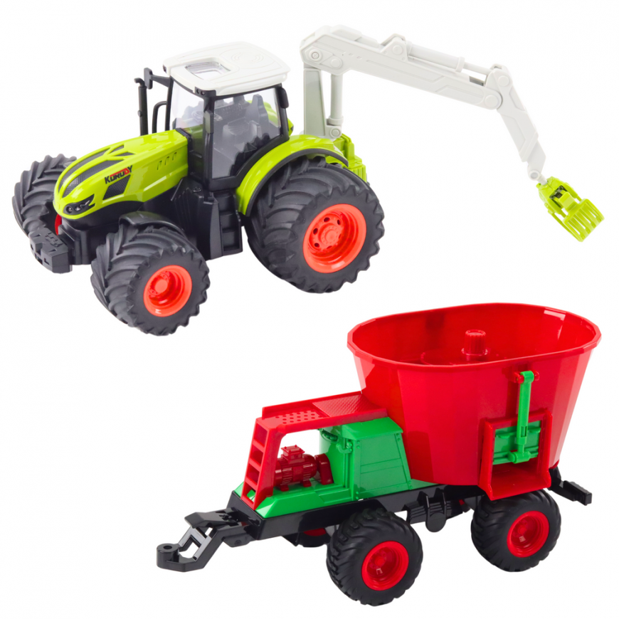 Lean Toys Maataloustraktori kylvökoneella ja pyörivällä kouralla, kauko-ohjattu 2,4G – 3