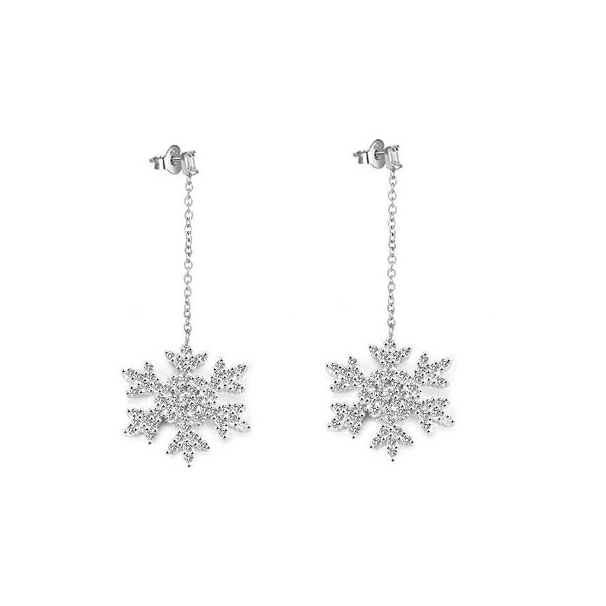 Beneto Shiny silver earrings Snowflakes AGUP2753