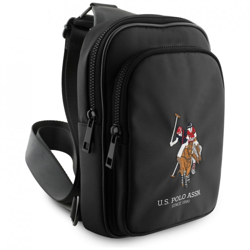 Us Polo Assn -puhelinlaukku US Polo Petit Pique Crossbody Musta – 3