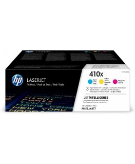 HP 410X, Упаковка 3 шт., Оригинальные лазерные картриджи LaserJet увеличенной емкости, голубой/пурпурный/желтый