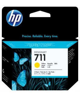 HP 711, Упаковка 3 шт., Струйный картридж DesignJet, 29 мл, Желтый