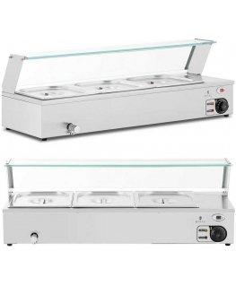 Royal Catering Electric Bemaraha lasisuojalla, 3 GN 1/2 astiaa, 2000 W