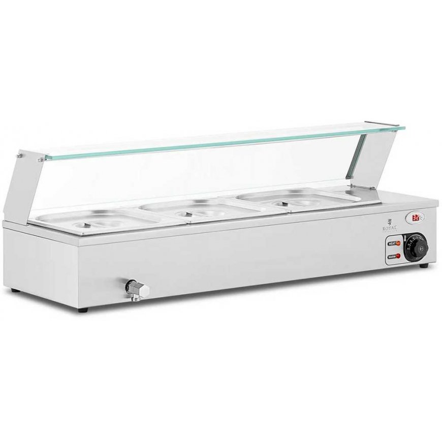 Royal Catering Electric Bemaraha with glass protection, 3 GN 1/2 containers, 2000 W – 3