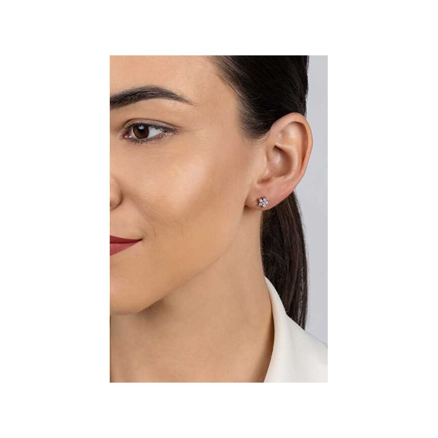 Brilio Silver Delicate silver earrings with clear zircons EA1092W