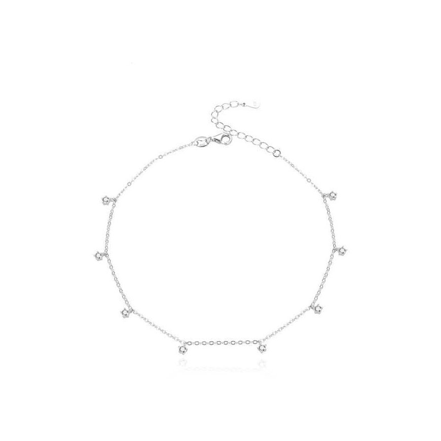 Beneto Beautiful silver anklet with zircons