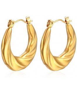 Troli Charming gold-plated earrings with a wavy design