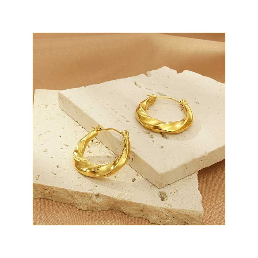 Troli Charming gold-plated earrings with a wavy design – 3