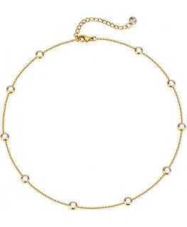 Troli Gold-plated necklace with sparkling zircons