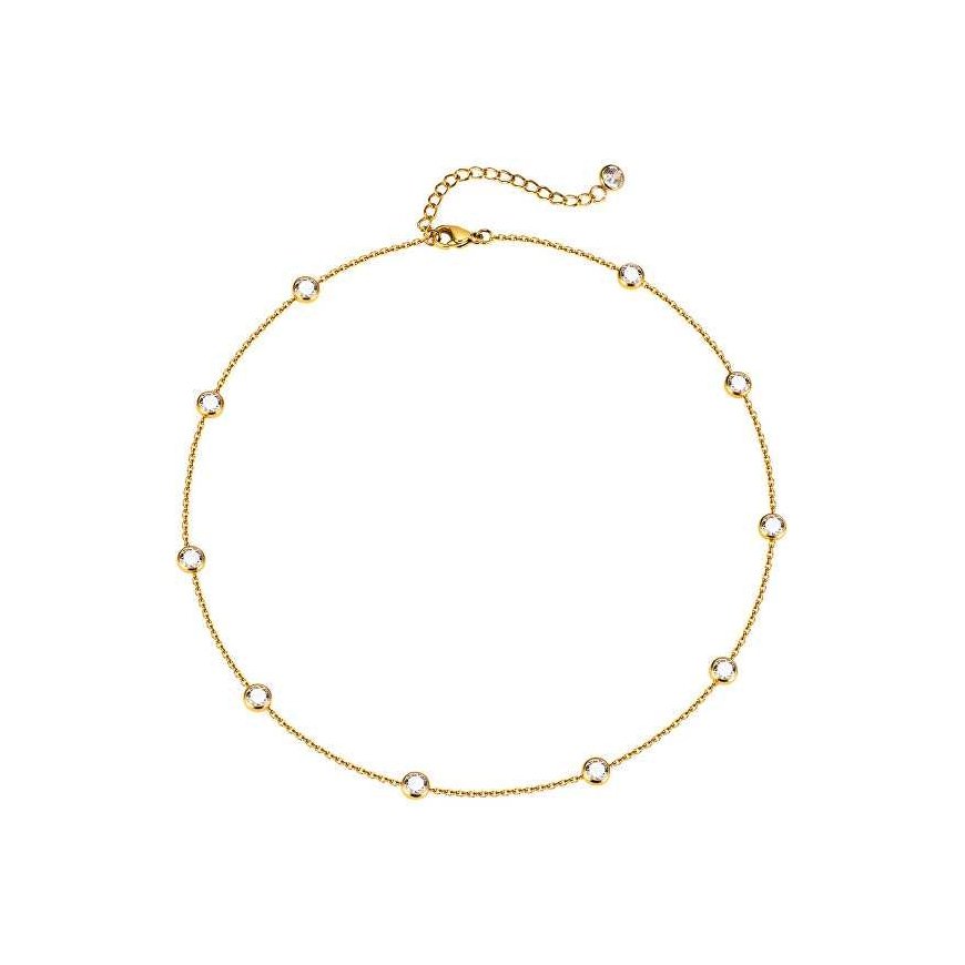 Troli Gold-plated necklace with sparkling zircons