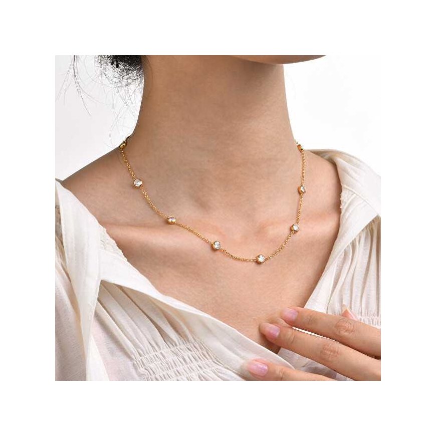 Troli Gold-plated necklace with sparkling zircons – 2