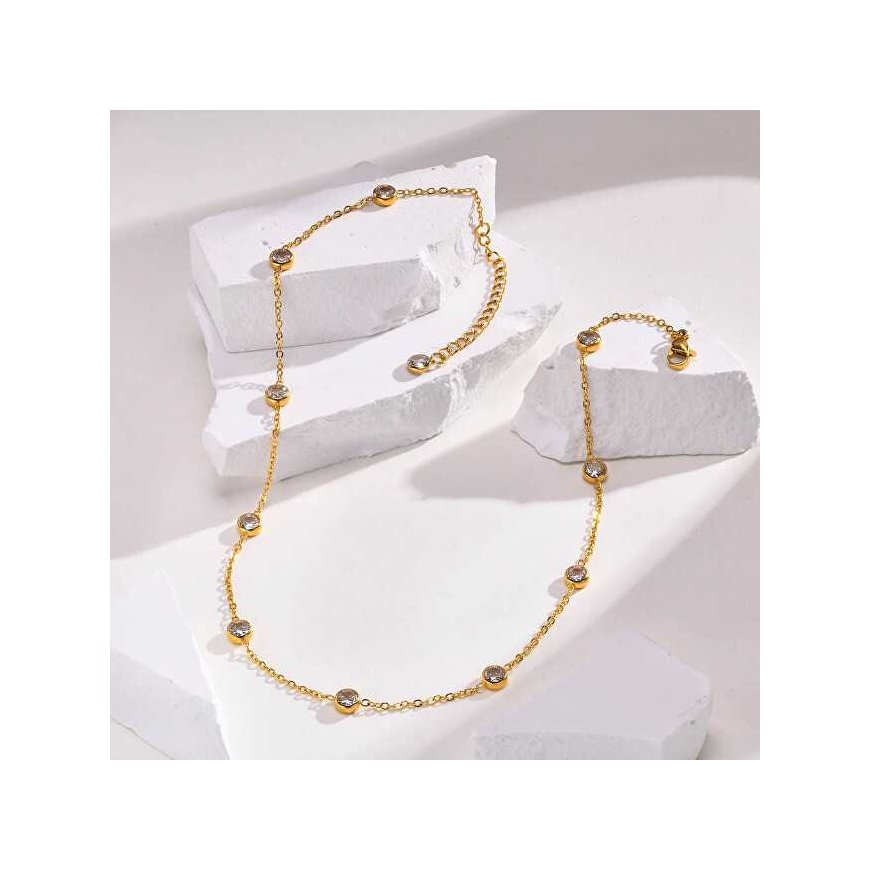 Troli Gold-plated necklace with sparkling zircons – 5