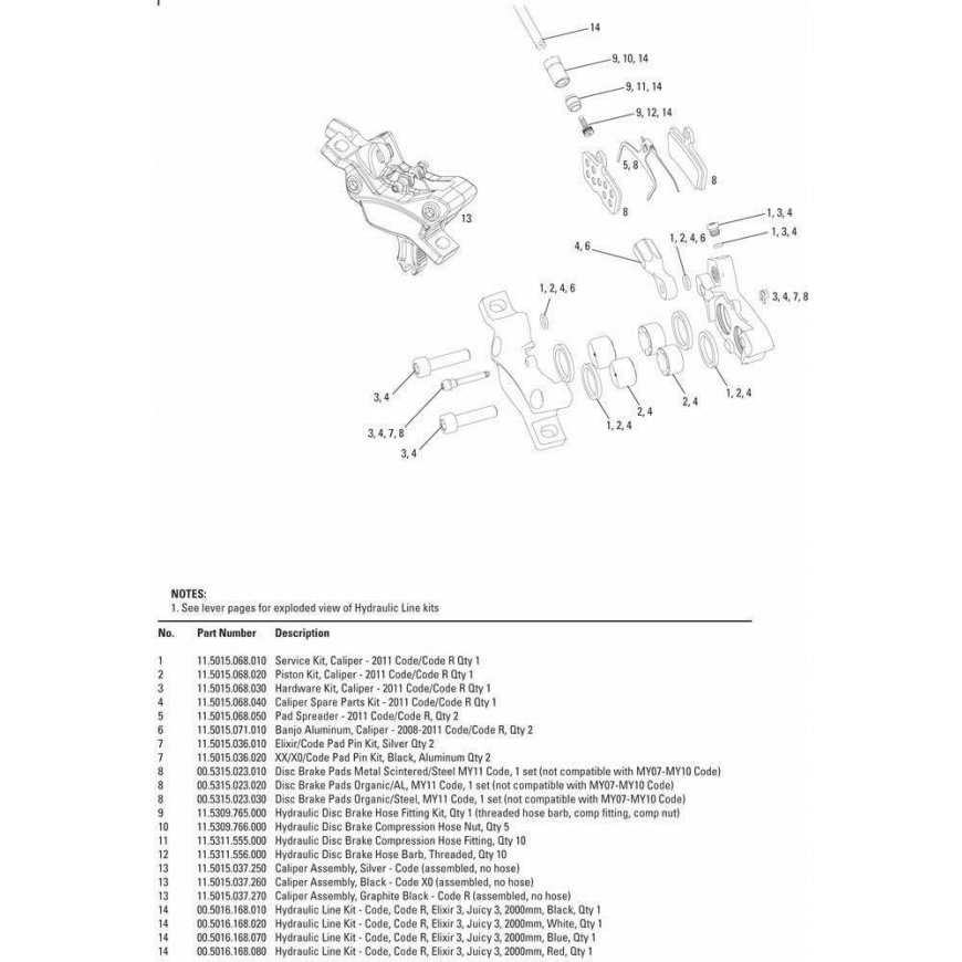 Levyjarrupalat Sram ORGANIC/TERÄS (HILJAINEN) - CODE 2011+/ GUIDE RE/G2 RE/DB8 – 2