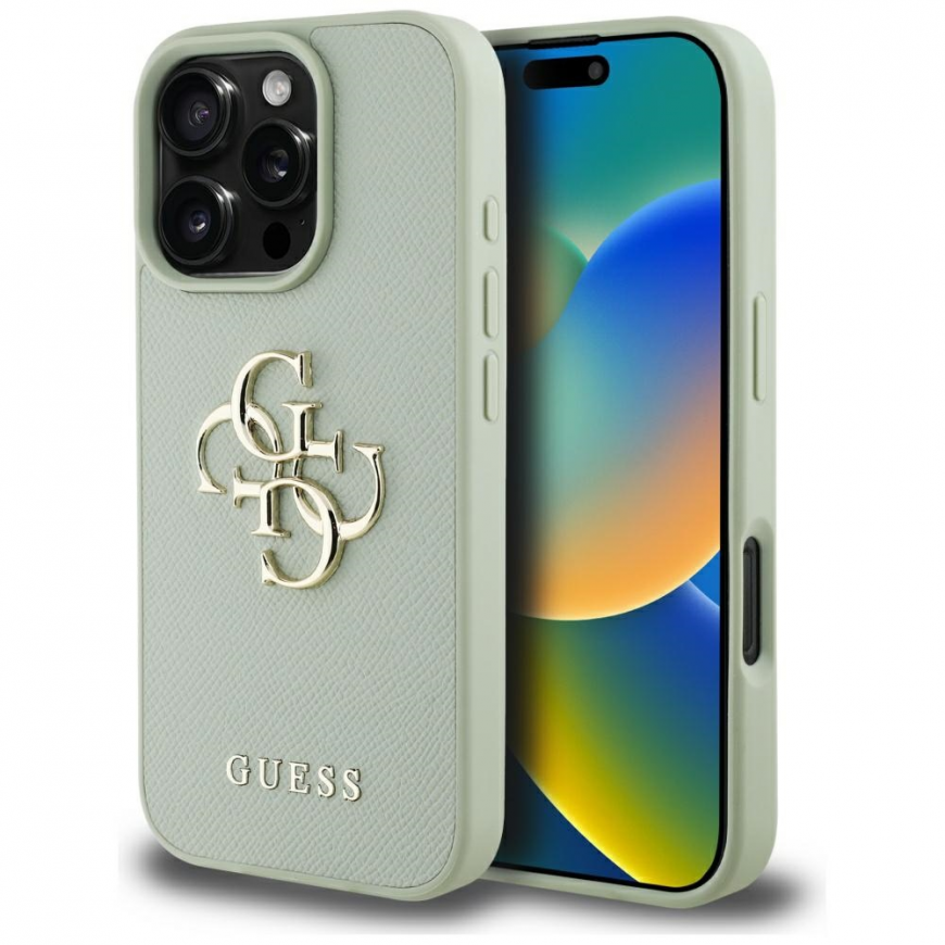 Dėklas Guess Grained Big 4G Logo Small Classic Logo do iPhone 16 Pro žalia – 2