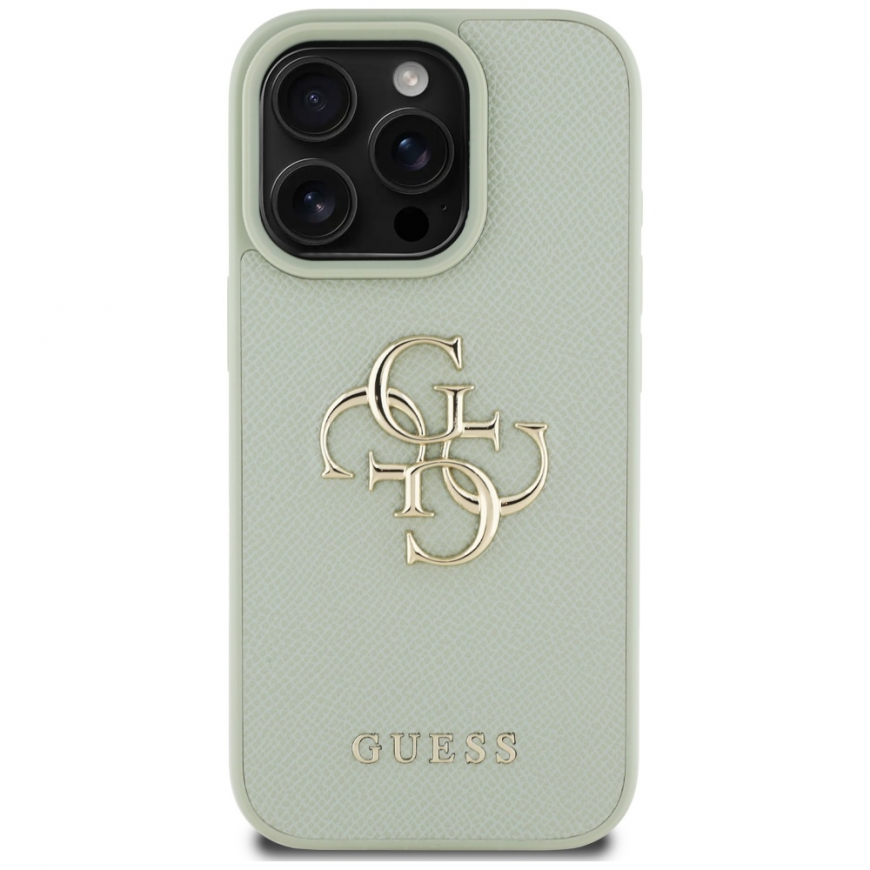 Dėklas Guess Grained Big 4G Logo Small Classic Logo do iPhone 16 Pro žalia – 4