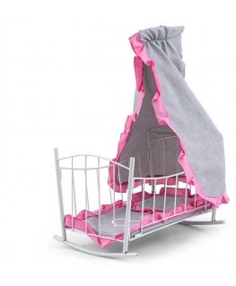 Milly Mally Doll Crib Lily with Prestige Pink Canopy