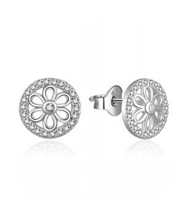 Moiss sparkling silver earrings with zircons Flowers E0003008