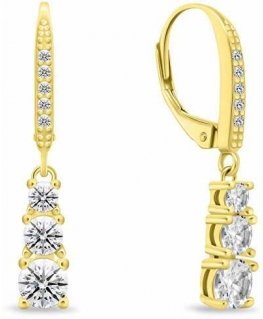 Brilio Silver Luxurious gold-plated earrings with clear zircons EA1012Y