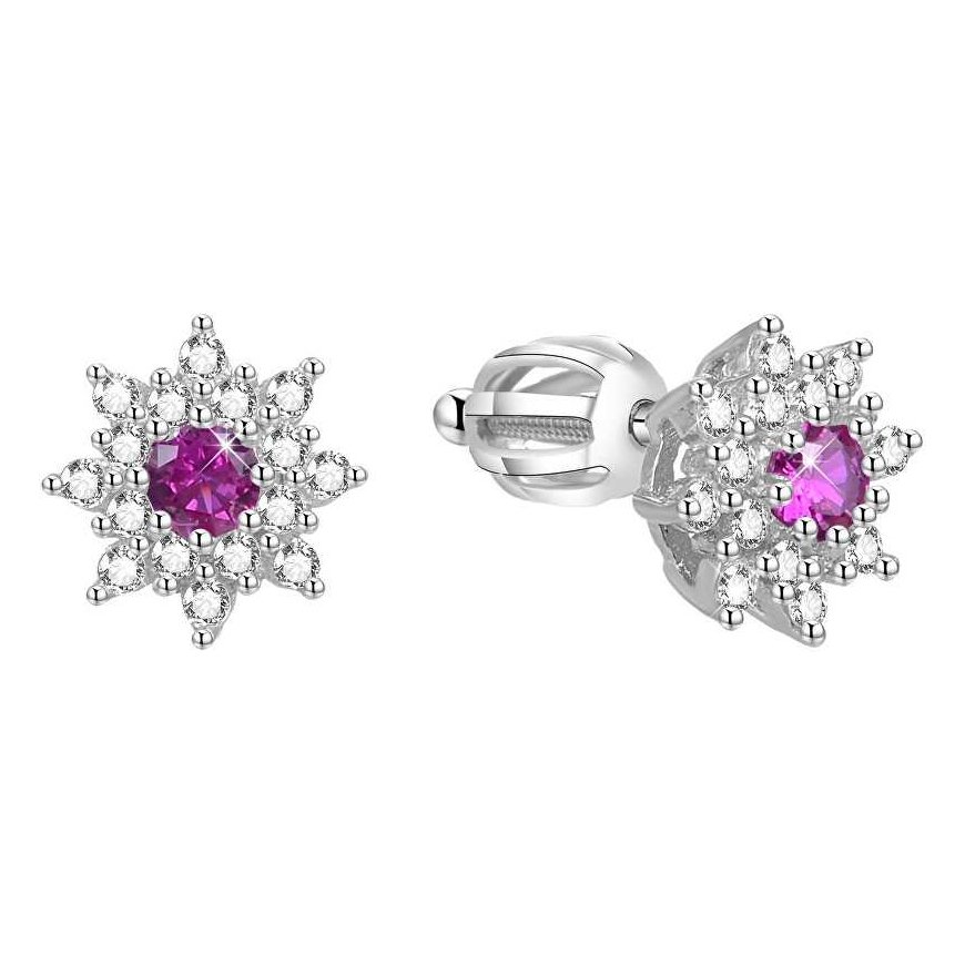 Beneto Silver Shiny Flower Earrings AGUP1444S