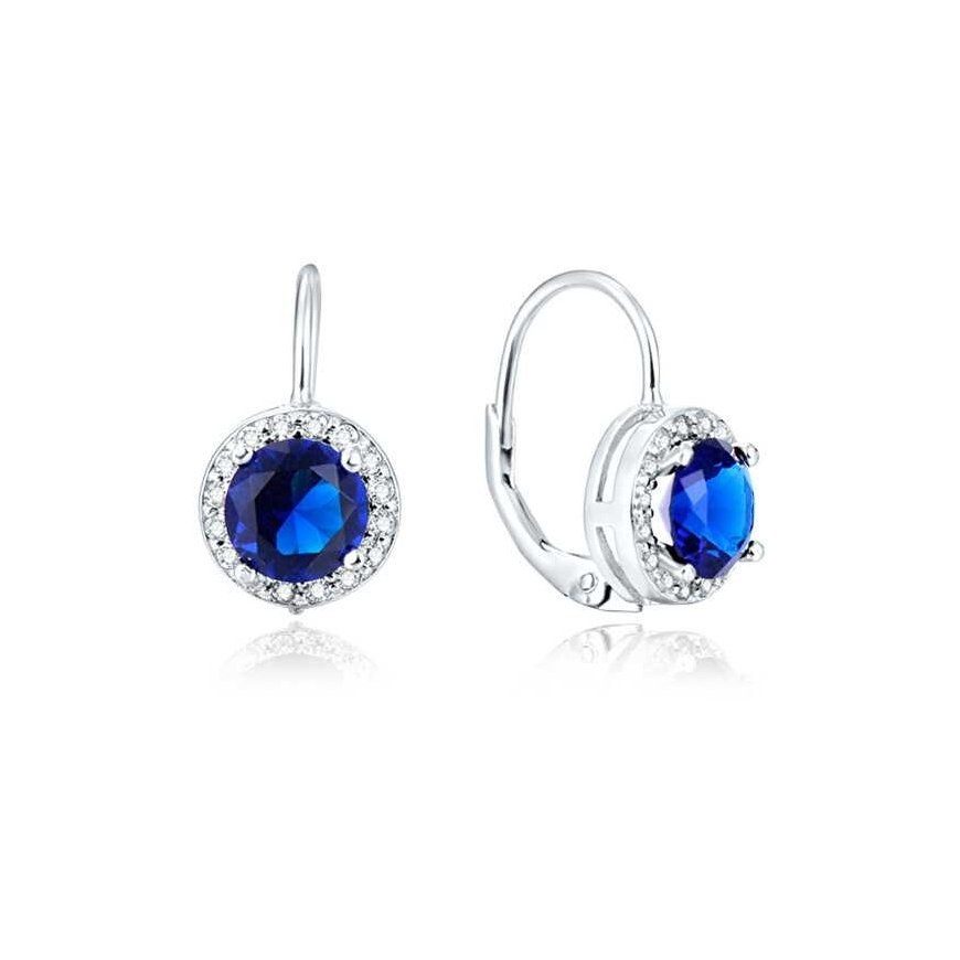 Beneto Silver earrings with blue crystals AGUC1156