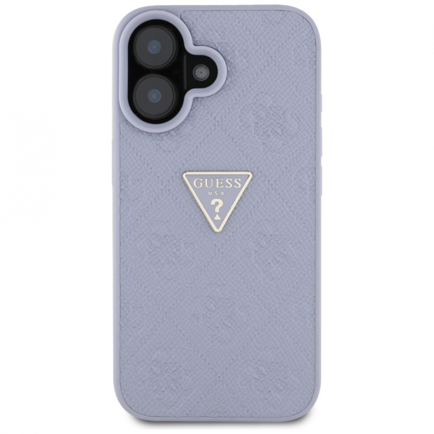Case Guess Hot Stamp 4G Pattern Triangle Metal Logo for iPhone 16 purple – 3