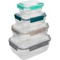 KLIC resealable food containers, rectangular shape, 4 pcs.