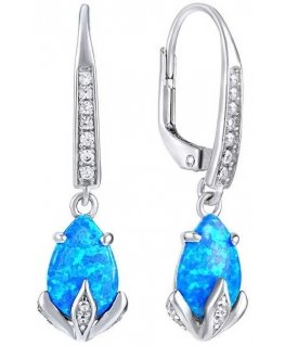 Silvego Silver earrings with blue synthetic opal JJJE1267B