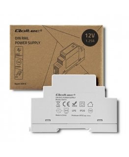 QOLTEC 50916 DIN bėgio maitinimo šaltinis 15W 12V 1.25A Pilka