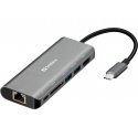 Sandberg 136-18 dokstacija USB 3.2 Gen 1 (3.1 Gen 1) Type-C Pelēks