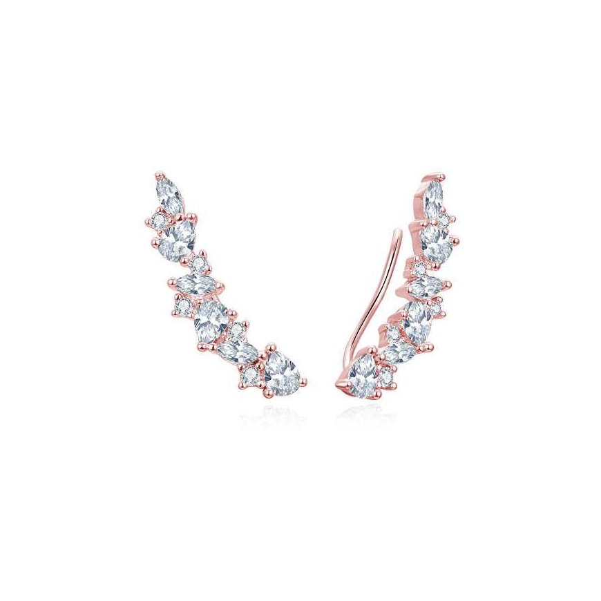 Beneto Shiny long earrings with clear zircons AGUP3299W-ROSE